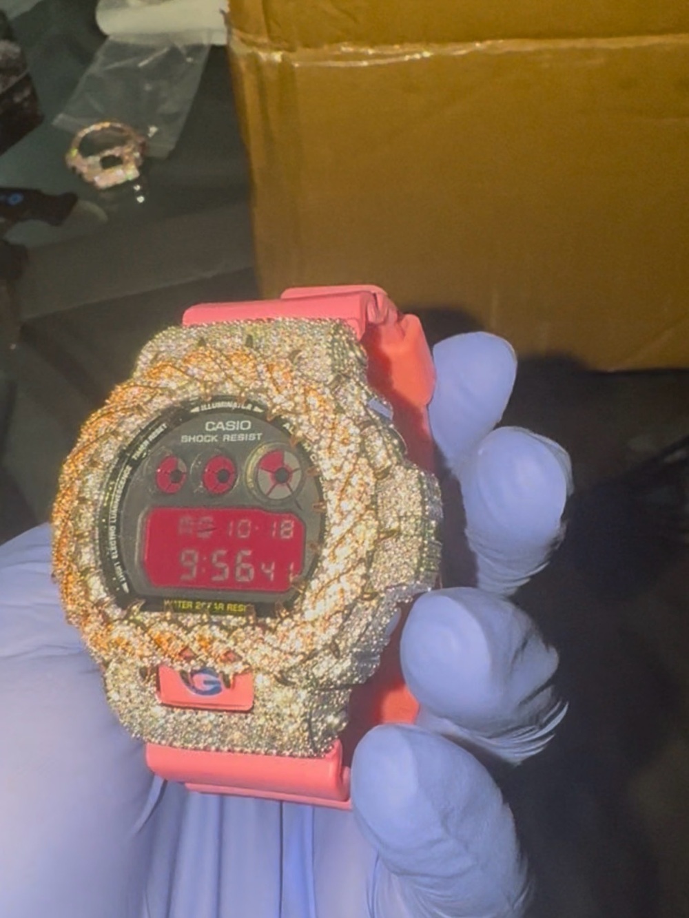 Casio G-Shock Pink and Silver Crystal-Encrusted Digital Watch - Picture 5 of 5